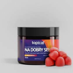 Żelki CBD z melatoniną NA DOBRY SEN FORTE – Melatonina * Kozłek lekarski * Szyszki chmielu – TOPICAL smak wiśnowy