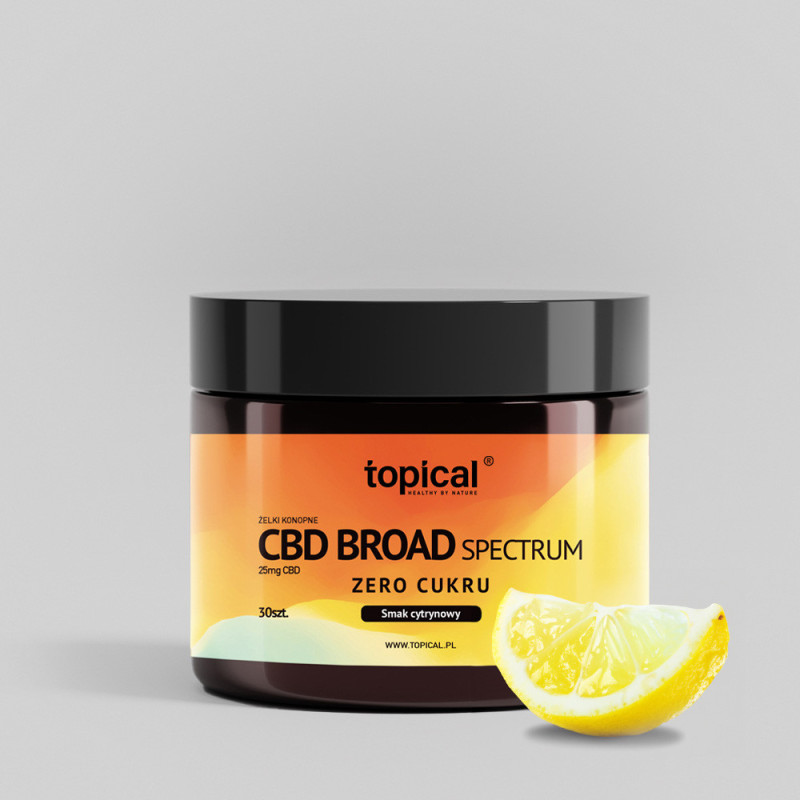 Żelki CBD broad spectrum 25 mg BEZ CUKRU – smak cytrynowy – TOPICAL Żelki CBD broad spectrum 25 mg BEZ CUKRU – smak cytrynowy – TOPICAL